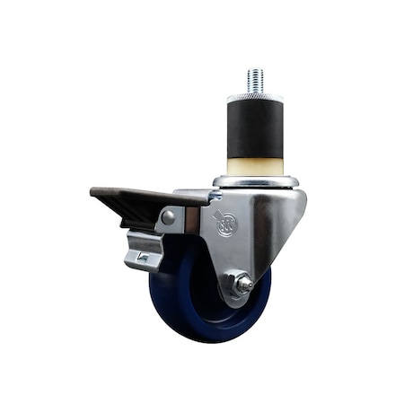 Service Caster 3'' Solid Poly Swivel 1-7/8'' Expanding Stem Caster with Brake SCC-EX20S314-SPUS-PLB-178